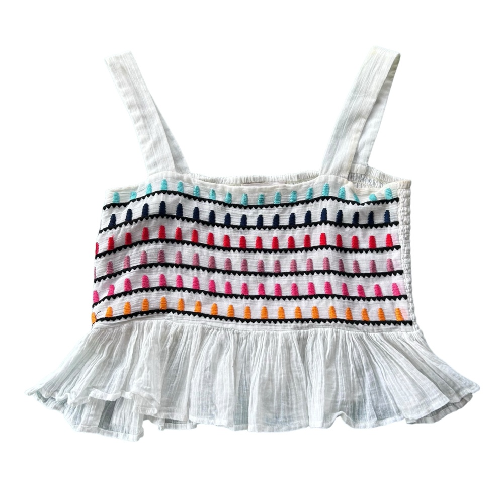 Carolina K Cropped Tank Top with emroidered multicolor dots